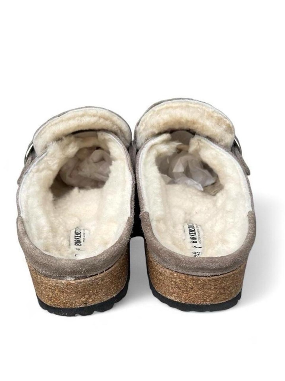 Birkenstock Buckley Shearling Taupe Suede Clogs EU 40 US Women’s 9 Narrow - Picture 4 of 8